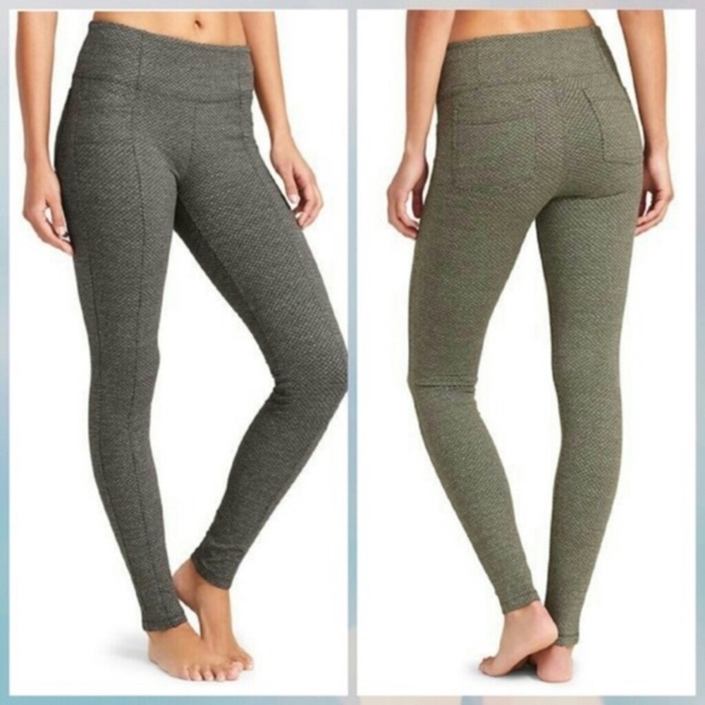 Athleta S Olive Metro Herringbone Leggings